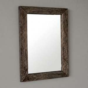 Rustic Reclaimed Wooden Toilet <b>Mirror</b> Rectangular Vintage Old Oak Frame <b>Wall</b> Mounted Bathroom Decor - Product Image 1