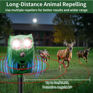 Repelente de animales salvajes para exteriores, disuasorio de mapache con indicador de batería, ultrasonido, 110V, repelente de ciervos y monos a prueba de agua - Product Image 3