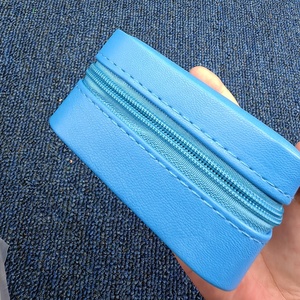 Portagioie Portatile in Pelle PU Blu con Chiusura a Cerniera, Piccolo <span class=keywords><strong>Organizzatore</strong></span> da Viaggio per Orecchini, Anelli, Collane, Scatola per Matrimonio - Product Image 5