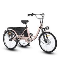 Tricycle Électrique Urbain Rose pour Femmes avec Panier Amovible et Batterie au Lithium – Nouveau Modèle Tendance