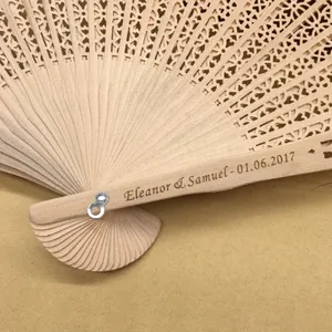 Hot Selling Customized Full Beautiful Bamboo Hand Held Fan Model Full Punch Wood Folding Craft Fan All Seasons
