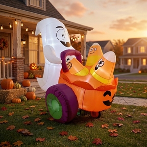 Decoración de Jardín Exterior Inflable de Halloween Estilo Americano: Fantasma <span class=keywords><strong>Blanco</strong></span> con Maíz y Luz LED, Ideal para Venta Transfronteriza - Product Image 3