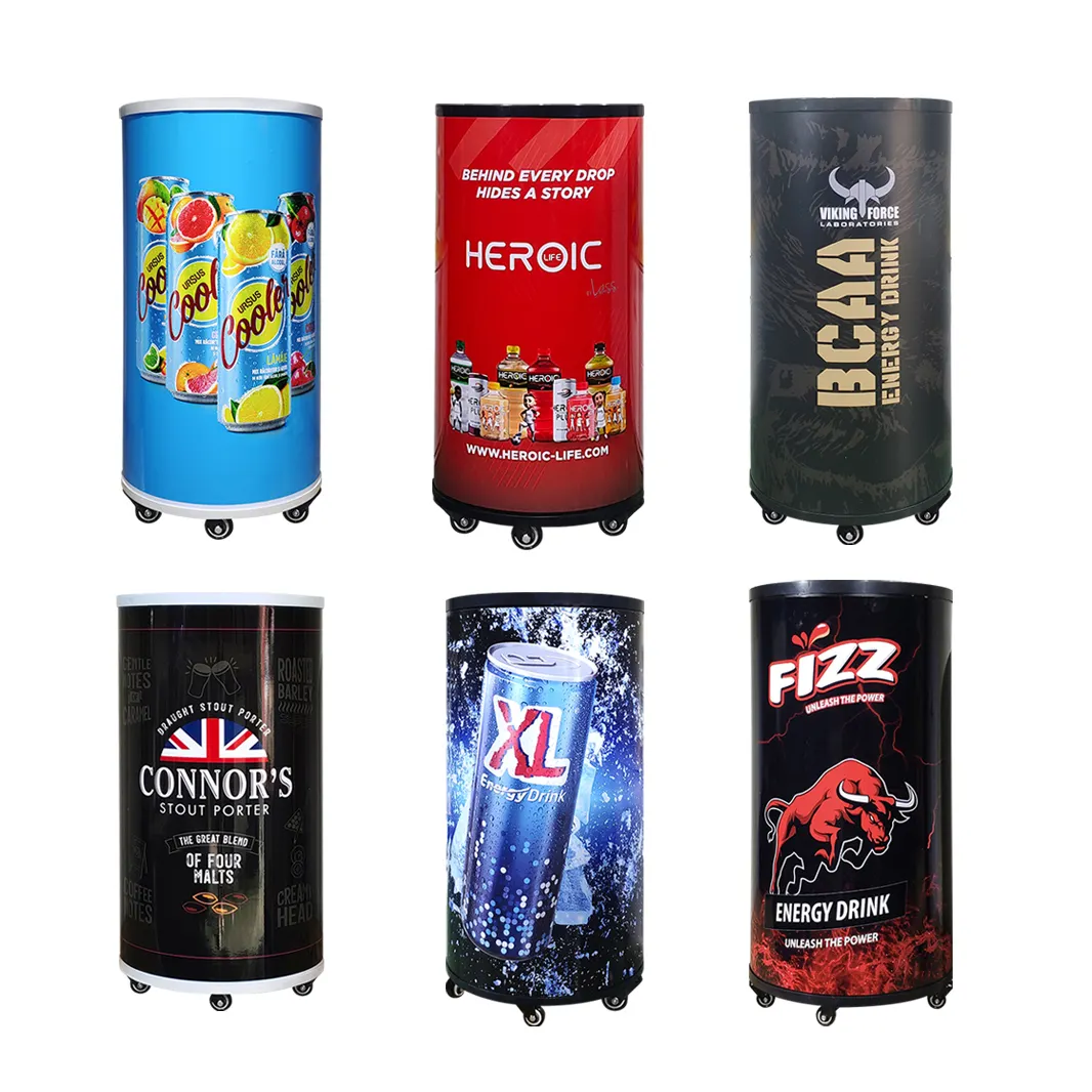 Meisda SC65Y 65L elettrico Energy Drink Cooler frigo a barile tondo Display frigorifero con ruote uso ristorante Hotel