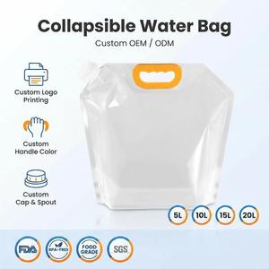 Premium 1.3/2.6 Gallon Collapsible <b>Water</b> <b>Pouch</b> Bag No-Leak Freezable Foldable Training <b>Water</b> Storage Security Gravure Printing - Product Image 1