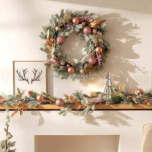 24 Inch Collapsible Christmas Wreath for Front <strong>Door</strong> With Lights Artificia <strong>Reef</strong> Indoor Outdoor Decorations - Product Image 3