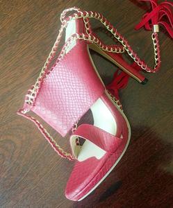 Sandalias de Tacón Alto con Cadena Metálica Sexy, Tiras con Flecos, Sandalias de Tacón de Aguja para Mujer, Zapatos de Fiesta con <span class=keywords><strong>Cordones</strong></span> - Product Image 6