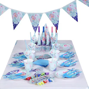 2023 Fiesta Mermaid Party Supplies For Boys Girls Birthday set con piatti tazze tovaglioli piatti set stoviglie