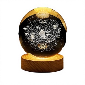 Modern for Design 3D LED <b>Night</b> <b>Light</b> Luminous Crystal Ball Moon USB Powered Eco-friendly Warm White Home Bedroom Decor - Product Image 3