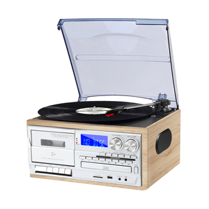 Tourne-disque multifonctionnel avec radio AM/FM, lecteur <span class=keywords><strong>CD</strong></span>, lecteur de cassette, lecteur BT, haut-parleurs intégrés, phonographe <span class=keywords><strong>vinyle</strong></span> - Product Image 1