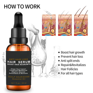 Croissance des cheveux Huile essentielle Rapide Efficace Bio gingembre soin des cheveux pour cuir chevelu nourrissant anti perte sérum réparateur pour hommes et femmes - Product Image 3