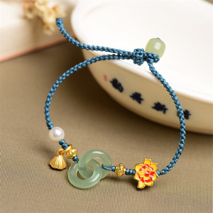 Pulsera de Anillo con Hebilla Ping An para Niñas, Diseño de Nicho, Cordón Tejido a Mano, para Novia - Product Image 5