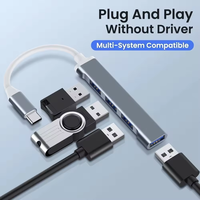 Adaptateur Hub USB Type C 4 en 1 avec USB3.0, adaptateur multi-splitter haute vitesse 4 ports tout-en-un OTG pour accessoires informatiques PC