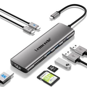 TC38L 8 en 1 Type-C à 4K 30Hz HDMI USB-A 3.0 <span class=keywords><strong>Dockstation</strong></span> USB Hub avec 100W Type-C PD avec emplacement pour carte SD TF - Product Image 1