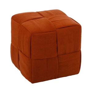 Repose-pieds ottoman carré en velours côtelé tissé, tabouret de canapé marron - Product Image 1