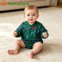 Combinaison bébé personnalisée à imprimé tendance, 100% coton, fermeture à boutons, manches longues, antibactérienne, écologique