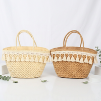 Sac fourre-tout carré en paille et corde de papier brun, fermeture éclair, style simple et durable, haute qualité, bandoulière faite à la main
