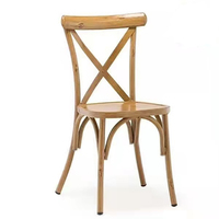 Chaise de restaurant empilable en bois grainé, style nordique simple, dossier croisé, pour événements et réceptions - Nouvelle collection