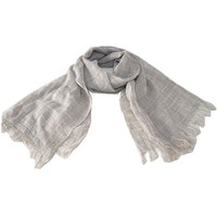 Écharpe châle unie en maille respirante, tendance été, pour femme arabe, hijab long PHOENIX 100% lin, Moyen-Orient, BLEU