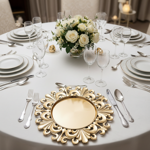 Assiettes de Présentation en Plastique Durables et Réutilisables de 13 Pouces, Motif Personnalisé de Luxe pour Mariages, Anniversaires et Dîners – Offre Spéciale - Product Image 4