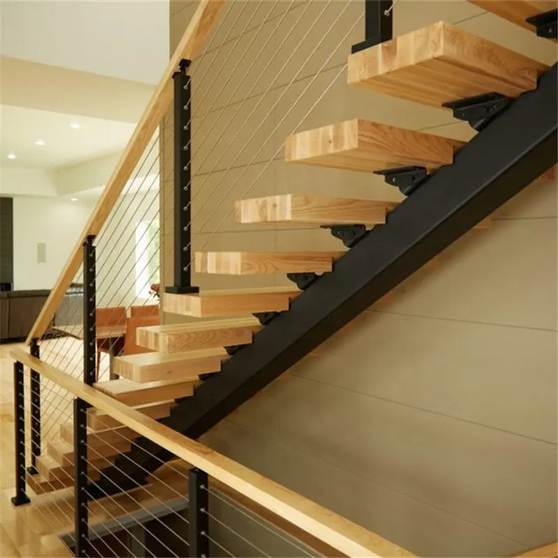 DAIYA stair steps with nose with slide with tempered glass balustrade u shape stairs