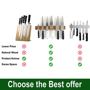 <span class=keywords><strong>Portacoltelli</strong></span> <span class=keywords><strong>Magnetico</strong></span> Ecologico in Bambù, Supporto Universale per Coltelli da Cucina in Legno di Noce - Product Image 3