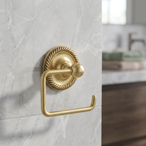 Elegante soporte de papel higiénico de latón con diseño de cuerda Acabado duradero montado en la pared para baño de lujo y uso en hoteles - Product Image 1