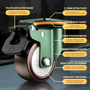 EFON Stainless Steel Iron Nylon Rubber Polyurethane Polypropylene 125mm Swivel Caster Wheel Total Lock Brake 250kg Capacity - Product Image 3