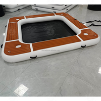 Plateforme flottante gonflable de 6 pieds avec centre en maille, hamac aquatique gonflable en teck avec porte-gobelet pour le plaisir estival sur le lac ou l'océan