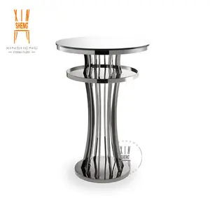 Günstiger Preis Moderne tragbare Bar verwenden High Top Round Silver Cocktail Tisch