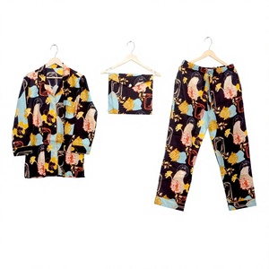 <b>Women's</b> Elegant Daily Wear Cotton Long Sleeve Pajama Set with Button Closure Pocket Breathable Quick Dry Summer Spring Sleepwear - Product Image 1