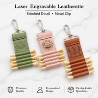 Porte-tee de golf en cuir PU avec gravure laser, porte-clés, personnalisable OEM/ODM, pour sac de golf, avec 5 tees, de la marque Laser Blanks Factory