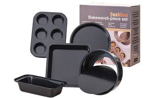 5PCS Steel <b>Bakeware</b> <b>Sets</b> with Round Cake Pan Round Pizza Pan Sheet Pan Reusable Baking <b>Sets</b> for Various Baking Gift - Product Image 2