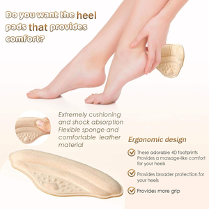 Almohadillas de Espuma 4D para el Talón, Plantillas para Zapatos Holgados, Cojines Antideslizantes para el Talón para Prevenir Bolitas y <span class=keywords><strong>Dolor</strong></span> de Pies para Hombres y Mujeres, Negro+Beige - Product Image 5