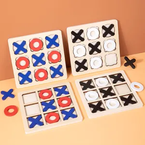 All'ingrosso gioco educativo di interazione genitore-bambino XO giocattolo di scacchi in legno Tic Tac Toe Game