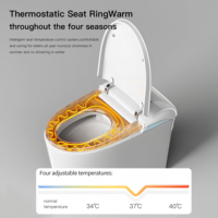 WC intelligent avec bidet intégré, siège chauffant, séchoir à air chaud, allongé, sans réservoir, autonettoyant, finition émaillée, veilleuse, en céramique, vente en gros