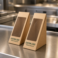 Boîtes à sandwich en papier kraft avec logo personnalisé, vente en gros, jetables, pliables, pour boulangerie et restauration rapide