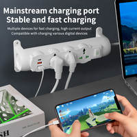 Multiprise murale universelle avec charge rapide USB-C PD, rallonge multi-prises en ABS ignifuge, prises EU, UK, US