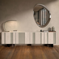 Console extensible de luxe italienne en bois, meuble de rangement moderne pour salle à manger, buffet d'entrée au design panneau pour salon et hôtel
