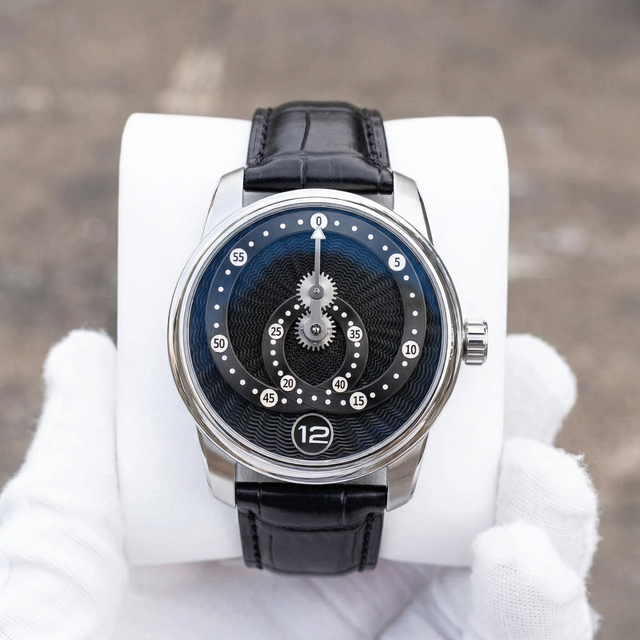 OEM Customized Logo Branding Premium Mechanical Watch Automatic Wandering Hour Design Leather Strap montre homme Manufacturer