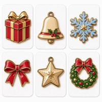 Ensemble d'aimants de Noël en émail pour réfrigérateur, avec motifs de cloche, flocon de neige, ruban, nœud, étoile et couronne, en métal doré, pour cadeaux de Noël