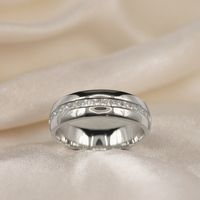 6,0mm Band 14K Gold & Rhodium Plattiert US 10.00 SQ 2,0x2,0mmx15Stk Zirkon Verlobungs- und Ehering für Damen & Herren Trendig