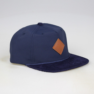 Casquettes de baseball structurées à 5 panneaux avec logo personnalisé, patch en caoutchouc, visière plate, pour usage extérieur, en coton et velours côtelé - Product Image 4