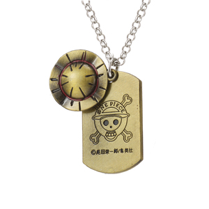 Collier ras du cou pour homme, pendentif en alliage de zinc plaqué bronze antique avec logo tête de mort et chapeau de paille de <span class=keywords><strong>Luffy</strong></span>, inspiré de l'anime One Piece, chaîne serpent - Product Image 2
