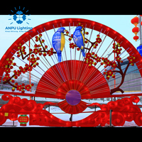 Lampes murales décoratives en forme d'éventail chinois ANPU, peintures de fleurs et d'oiseaux, Noël, métal, LED, contrôlées par application, à intensité variable, CRI élevé