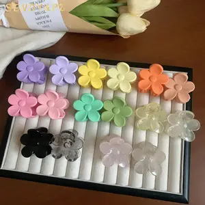 Pince à cheveux mignonne en plastique pour enfants de petite taille 4cm fleurs couleur unie mate Mini pinces accessoires pour cheveux vente en gros