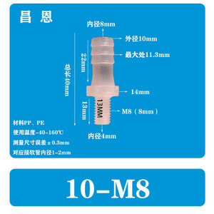 12-M12 ข้อต่อท่อตรงเกลียวภายนอกพลาสติก M5 M6 M10 ทนต่อการกัดกร่อนที่อุณหภูมิสูง - Product Image 5