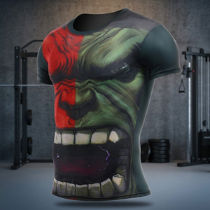 Nouveau design, logo personnalisé, t-shirts de compression pour hommes avec soutien musculaire, 100% coton, fibre de coton/bambou, impression numérique, plusieurs tailles - Product Image 2