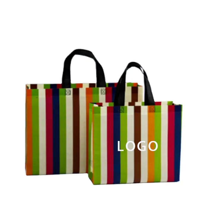 Bolsa ecológica reciclada y reutilizable para comestibles, bolsa de mano de tela no tejida laminada, cuadrada, con logotipo impreso personalizado