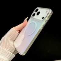 Nouvelle coque de téléphone portable en TPU magnétique antichoc avec paillettes, style de luxe tendance, transparente pour iPhone 17 16 15 14 13