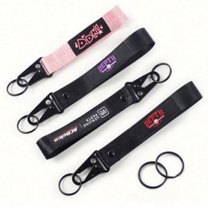Customized Polyester Printed Short Carabiner Keychain Premium Wrist Lanyard Strap - Product Image 4